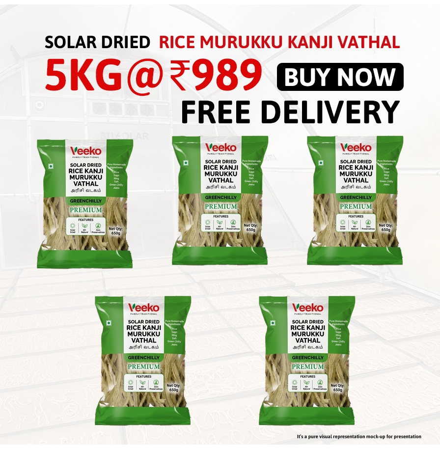 Solar Dried Rice Kanji Murukku Vadagam 5kg (1kg x 5 Nos)